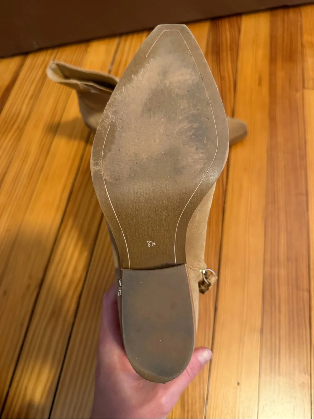 Sam Edelman Beige Suede Western Ankle Booties